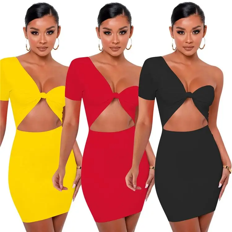 Clothes Vendor One Shoulder Asymmetric Crop Top Dress Solid Color Hollow Out Stylish Sexy Summer Women Short Casual Dresses
Clothes Vendor One Shoulder Asymmetric Crop Top Dress Solid Color Hollow Out Stylish Sexy Summer Women Short Casual Dresses