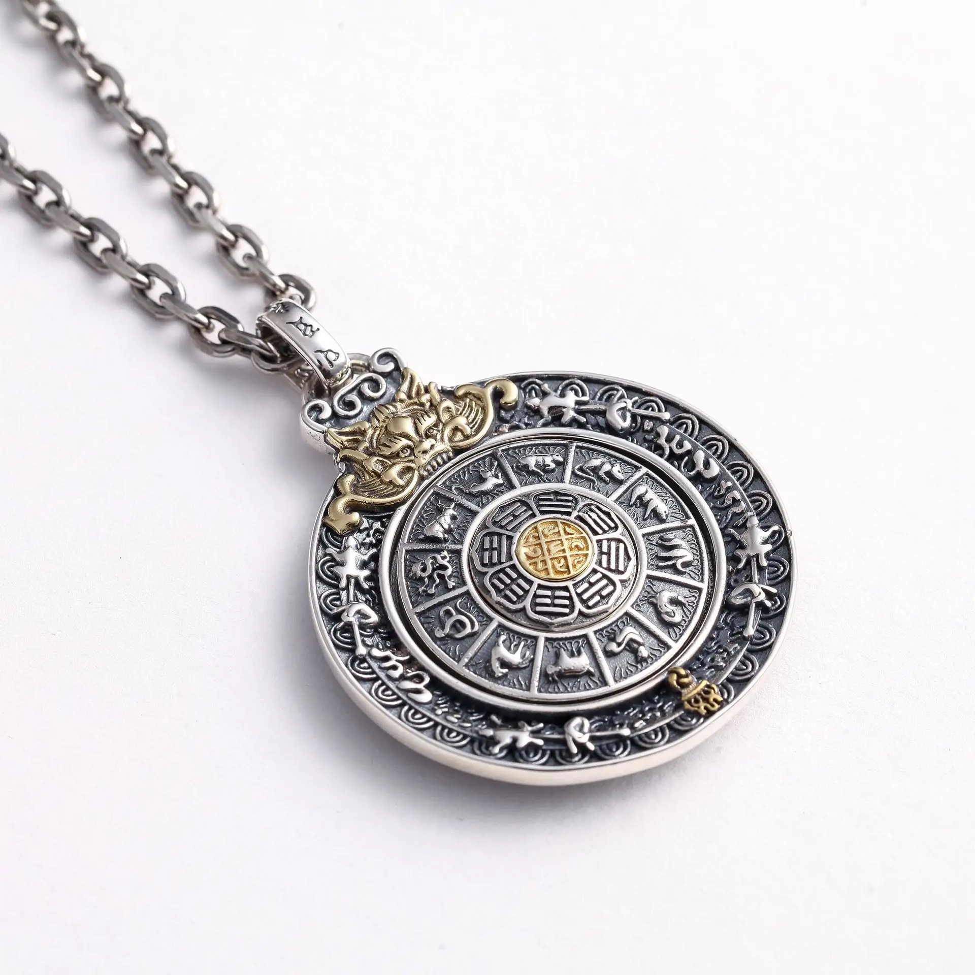 OEM Custom 925 Sterling Silver Vintage Jewelry Tibetan I Ching Spiritual Divination Religion Pendant
OEM Custom 925 Sterling Silver Vintage Jewelry Tibetan I Ching Spiritual Divination Religion Pendant