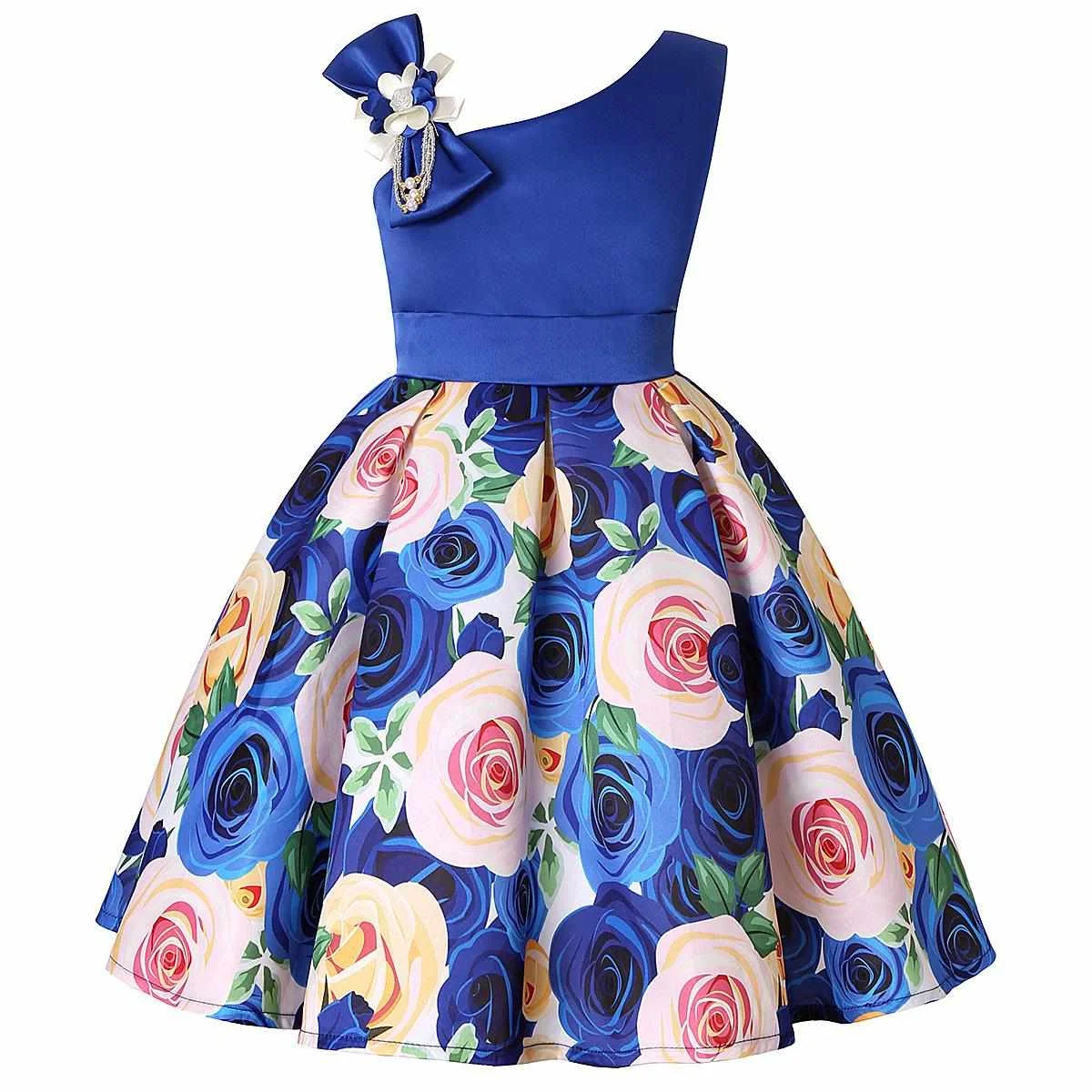 New Oblique Shoulder Children's Dress Rose Print Dress Girls Party Costumes Festival, Picture showed
New Oblique Shoulder Children's Dress Rose Print Dress Girls Party Costumes Festival, Picture showed