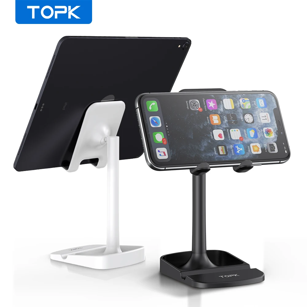 TOPK D23 New Arrival Silicone Clip Metal Tablet Desk Cell Phone Holder Stand, Black / white
TOPK D23 New Arrival Silicone Clip Metal Tablet Desk Cell Phone Holder Stand, Black / white