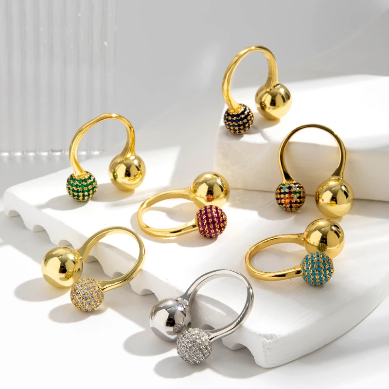 New Gold Plated Magical Smooth Pave Stone Double Balls Adjustable Open Rings for Women
New Gold Plated Magical Smooth Pave Stone Double Balls Adjustable Open Rings for Women