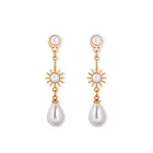 Imitation Pearl Sunflower Big Stud Earrings Women Simple Charm Metal Pearl Earrings Freshwater Party Fashion Accessories