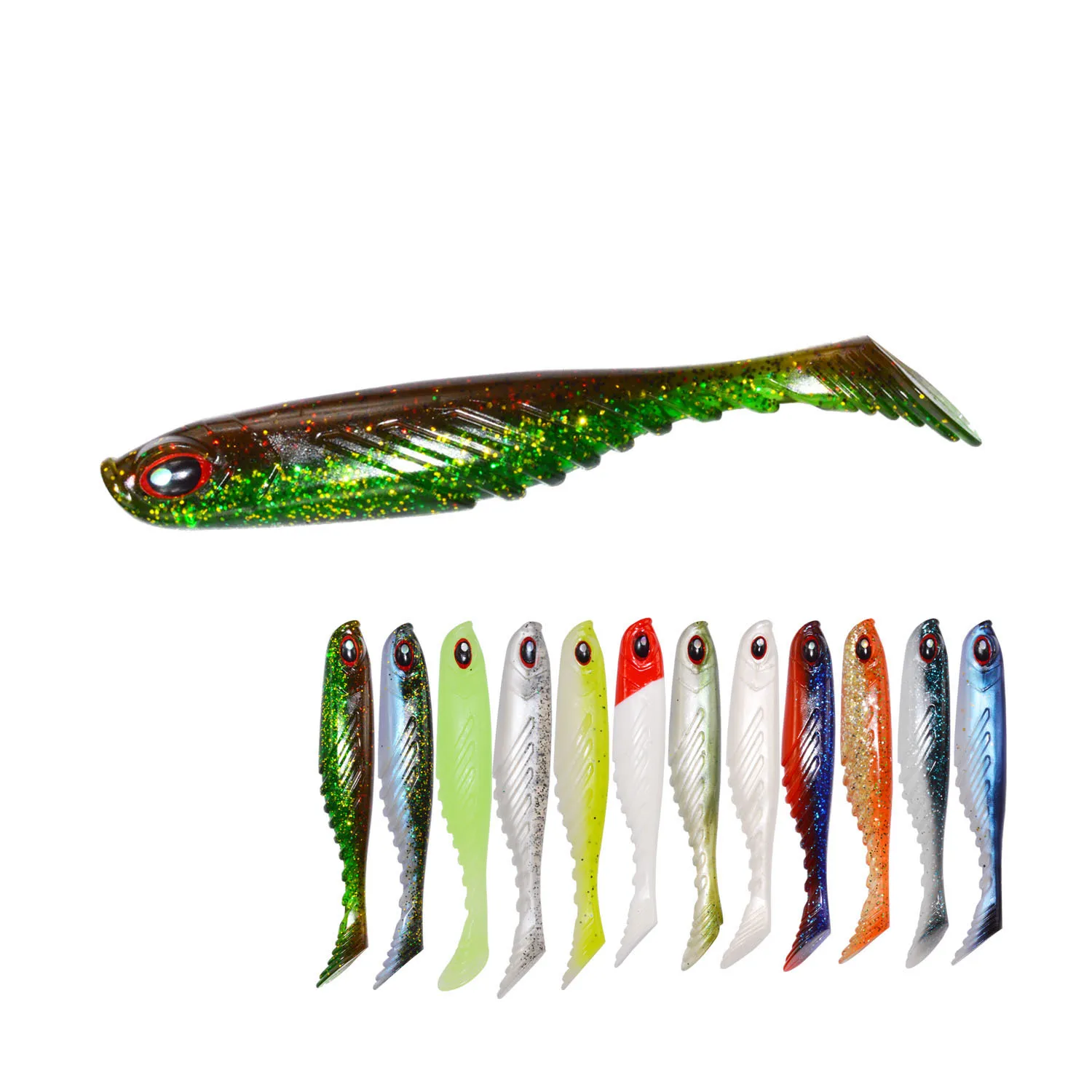 Shad lures 75mm 3.2 4pcs soft plastic new double Colors T Tail Soft Fish lures, 14 colors
Shad lures 75mm 3.2 4pcs soft plastic new double Colors T Tail Soft Fish lures, 14 colors