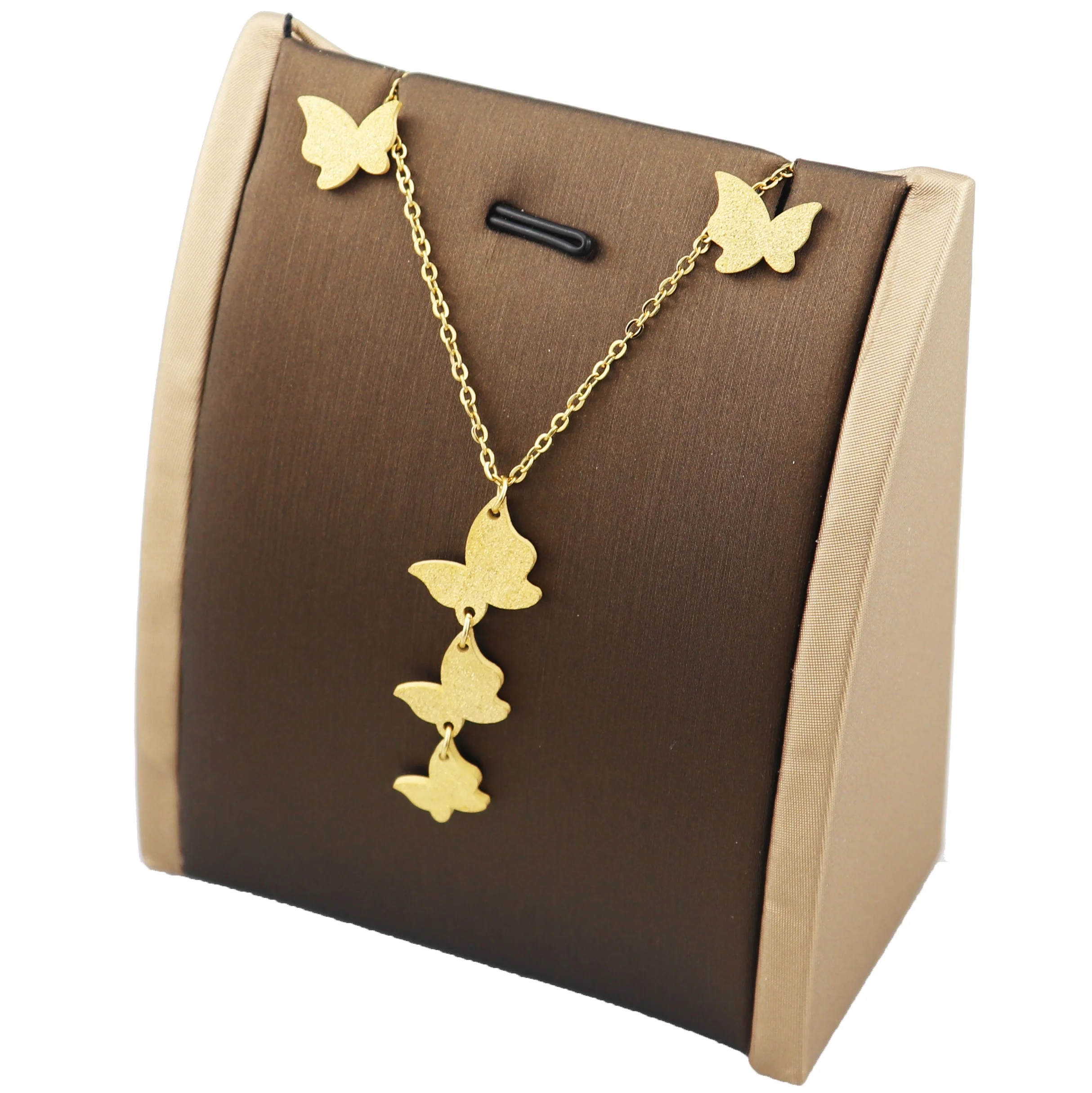 Fashion stainless steel jewelry Sand surface butterfly necklace and earring jewelry women girl set plated gold jewelry set
Fashion stainless steel jewelry Sand surface butterfly necklace and earring jewelry women girl set plated gold jewelry set