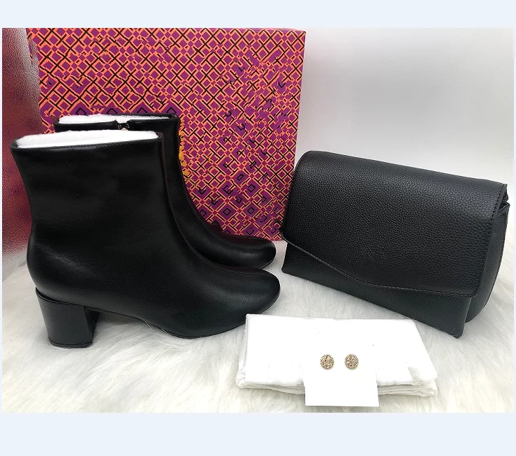 2021 New Fashion Winter Mid-tube Thick Square Heel Pointed Black Leather Women High Heels Boots Bag and Shoes Set, Black/apricot
2021 New Fashion Winter Mid-tube Thick Square Heel Pointed Black Leather Women High Heels Boots Bag and Shoes Set, Black/apricot