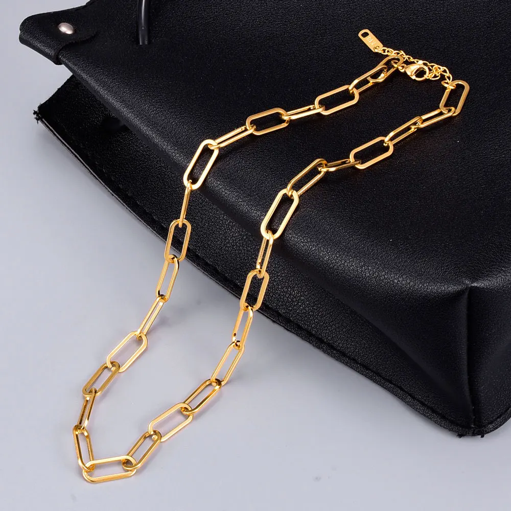 INS Popular Design 18k Gold Plating 316L Titanium Steel Clip Necklace Hollow Oval Round Chain Necklace
INS Popular Design 18k Gold Plating 316L Titanium Steel Clip Necklace Hollow Oval Round Chain Necklace