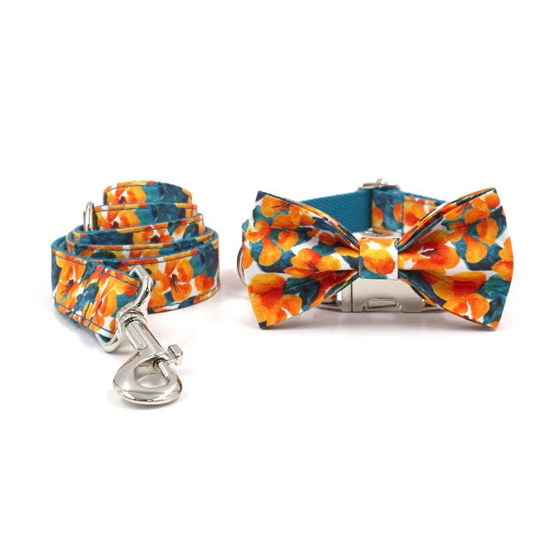 Factory price high quality cute design custom pet dog harness dog products accessories flower pattern doggie collar leash bowtie, As photo
Factory price high quality cute design custom pet dog harness dog products accessories flower pattern doggie collar leash bowtie, As photo