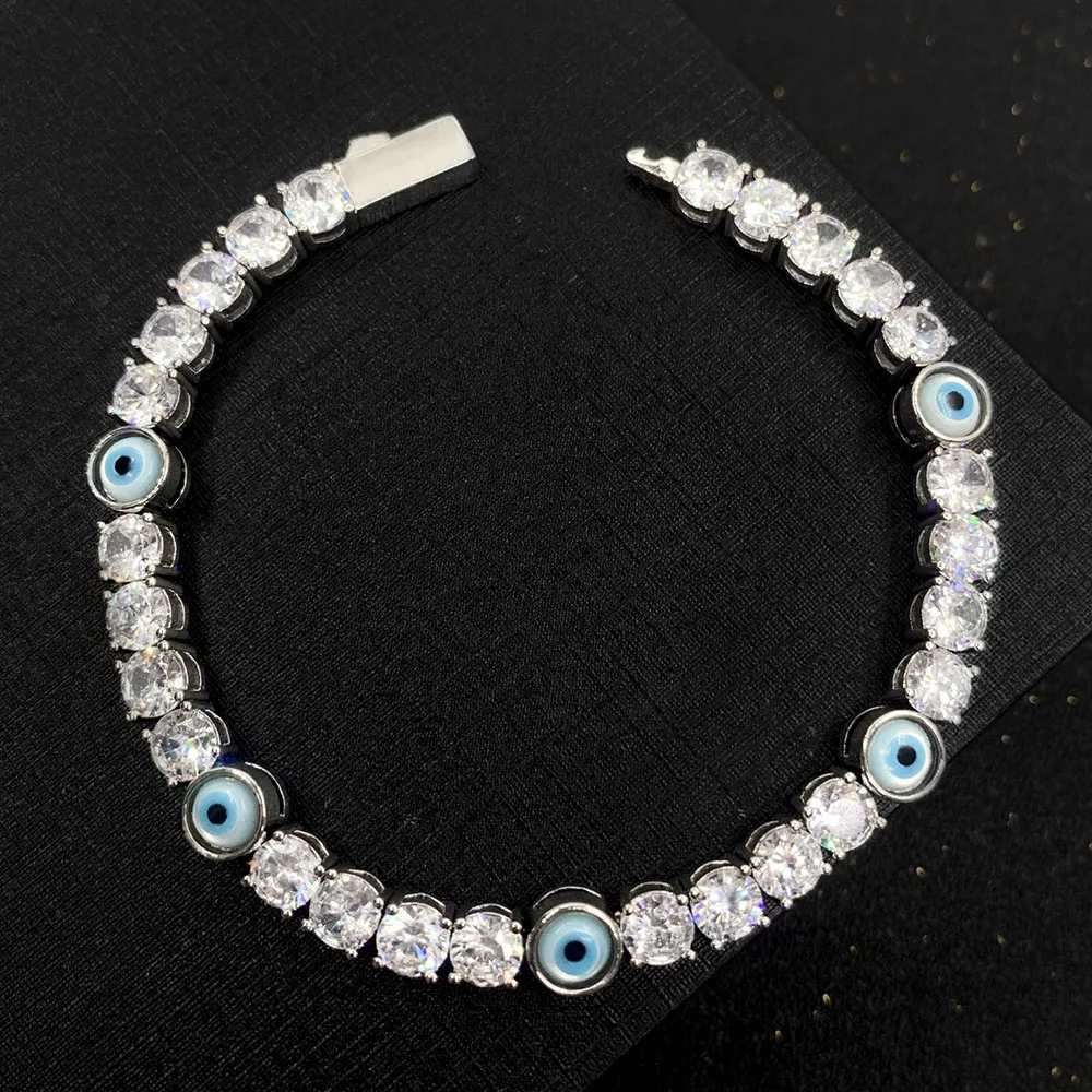 Zircon Beaded Blue Eye Shaped Turkish Fashion Jewelry Iced Out 925 Sterling Silver Plated Tennis Turkish Eye Bracelet
Zircon Beaded Blue Eye Shaped Turkish Fashion Jewelry Iced Out 925 Sterling Silver Plated Tennis Turkish Eye Bracelet
