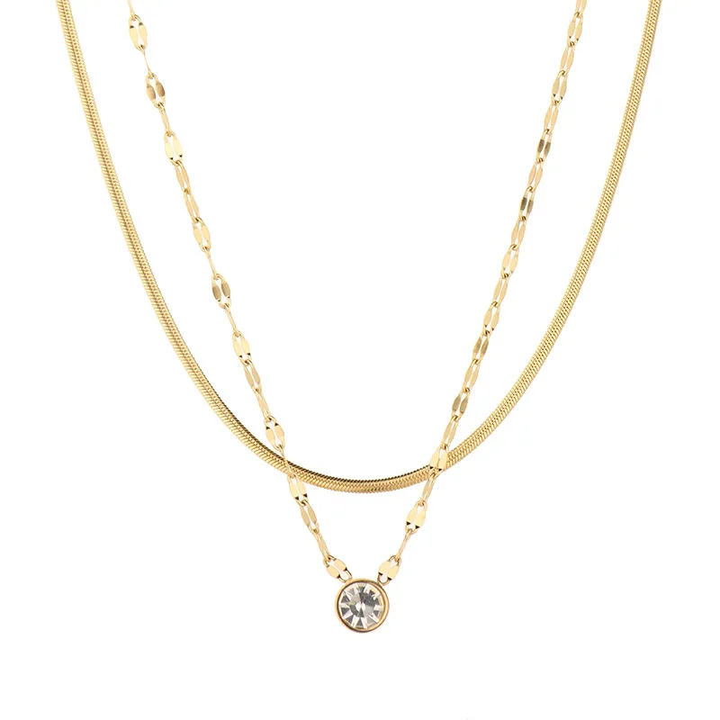 European and American stainless steel JEWELRY NECKLACE 14K Gold and silver double layer pendant women's stacked Snake Chain Neck
European and American stainless steel JEWELRY NECKLACE 14K Gold and silver double layer pendant women's stacked Snake Chain Neck