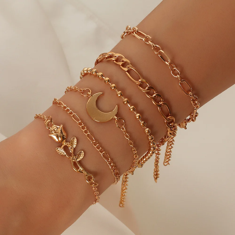 Wholesale Fashion Gold Adjustable Moon Bracelet Rose Bracelet Charms Pendants For Women
Wholesale Fashion Gold Adjustable Moon Bracelet Rose Bracelet Charms Pendants For Women