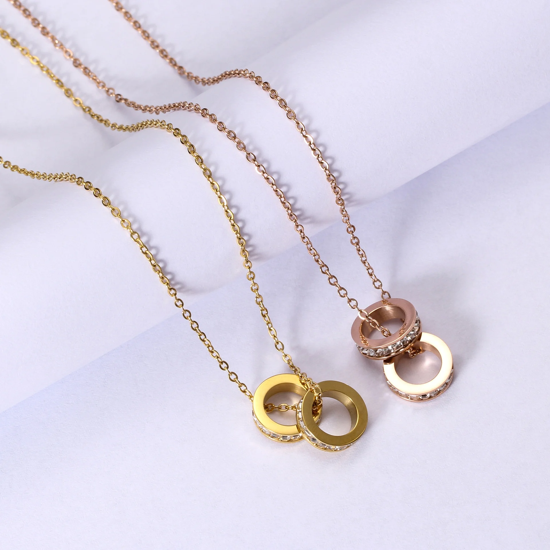 new fashion women"s stainless steel jewelry necklace rose gold