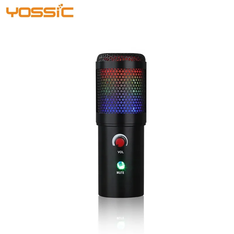 Yossic light weight cheap usb microphone with breathing light for home recording, Black 
Yossic light weight cheap usb microphone with breathing light for home recording, Black