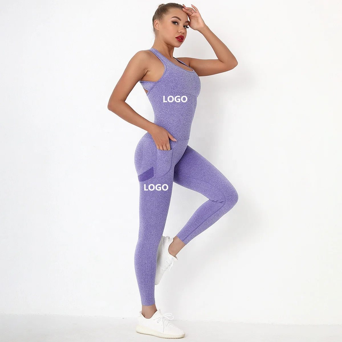 Custom logo 2021 lady sleeveless one Piece gym playsuits women seamless sports bodysuits rompers yoga jumpsuits
Custom logo 2021 lady sleeveless one Piece gym playsuits women seamless sports bodysuits rompers yoga jumpsuits