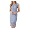 Hot Sell Women Transparent Sleeveless Invisible Zip Formal Lace Petite Pencil Dress