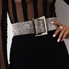 Fashion waist belt bride wide metal chain belt for women punk bright full rhinestone inlaid female Silver bling crystal diamond