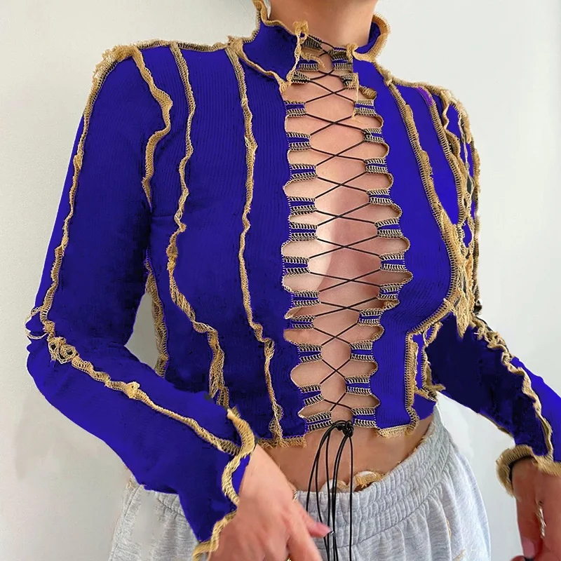2021 Summer Wholesale Fashion Woman Chest Hollow Out Tie Dye Sexy T-shirt Long Sleeve Crop Tops For Women, White/black/yellow/blue
2021 Summer Wholesale Fashion Woman Chest Hollow Out Tie Dye Sexy T-shirt Long Sleeve Crop Tops For Women, White/black/yellow/blue