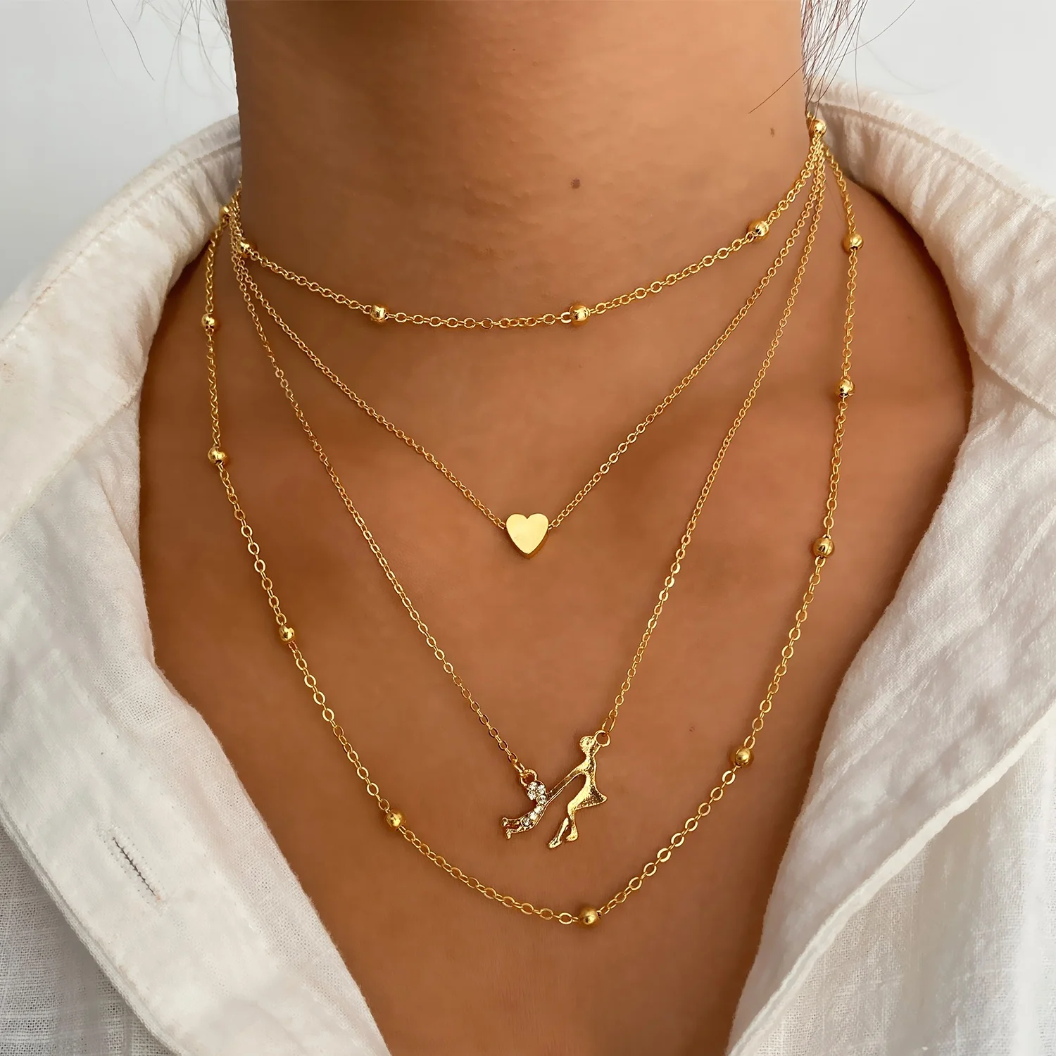 Fashion Multi Layered Gold Chain Necklace Mother's Day Gift Necklace Inlaid Zircon Mother Child Pendant Necklace for Women, Gold color
Fashion Multi Layered Gold Chain Necklace Mother's Day Gift Necklace Inlaid Zircon Mother Child Pendant Necklace for Women, Gold color