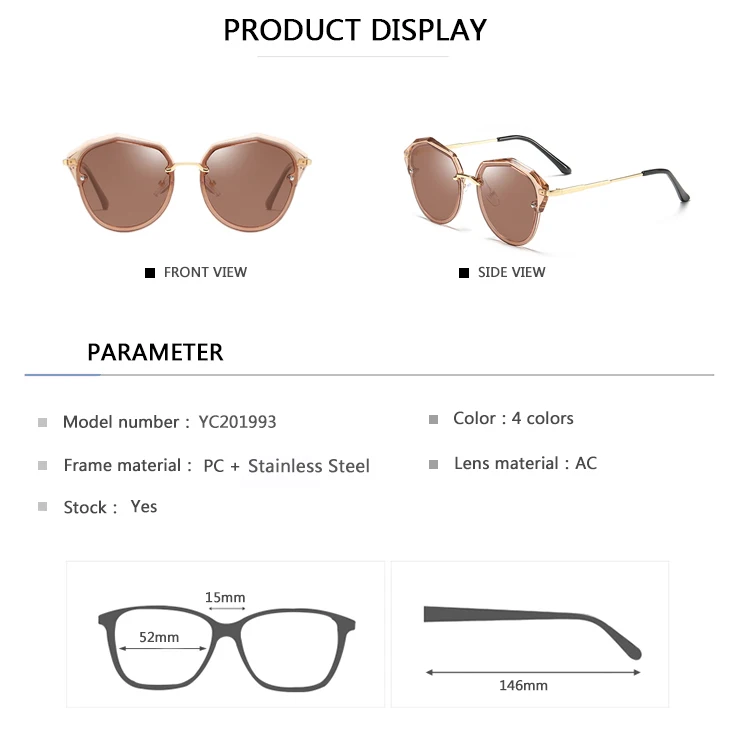 EUGENIA Wholesale Fashion Polarized Clear PC Frame Sunglasses Designer Sunglasses 2021