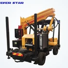 Maintenance type piling machine with lifting guard rail for farms
