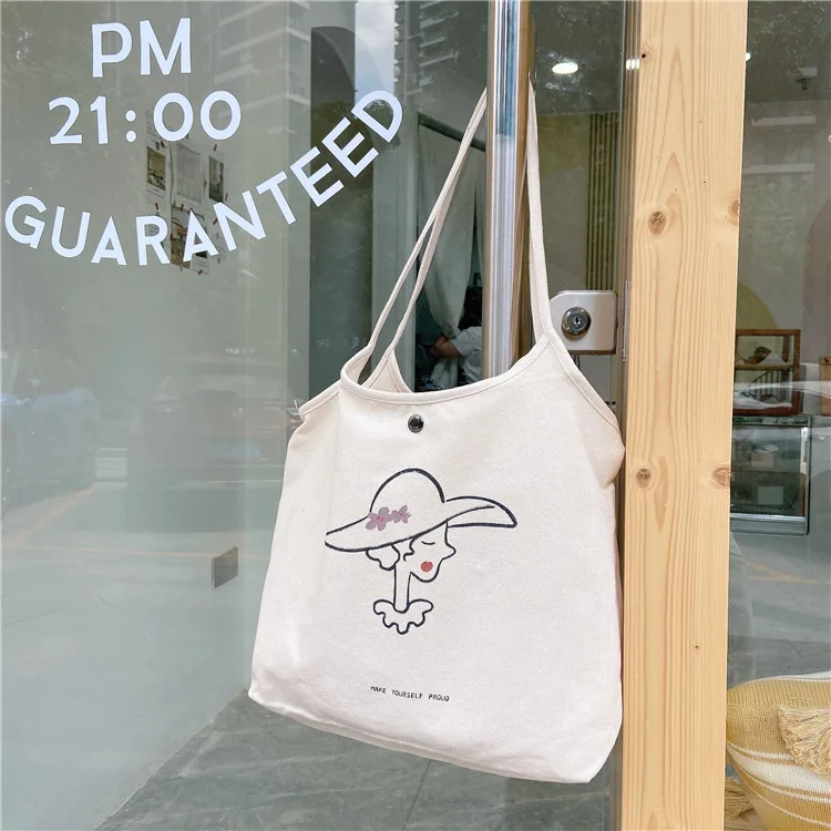 2021 summer college style custom character printed cartoon canvas bag female Korean style bucket bag wholesale, White
2021 summer college style custom character printed cartoon canvas bag female Korean style bucket bag wholesale, White