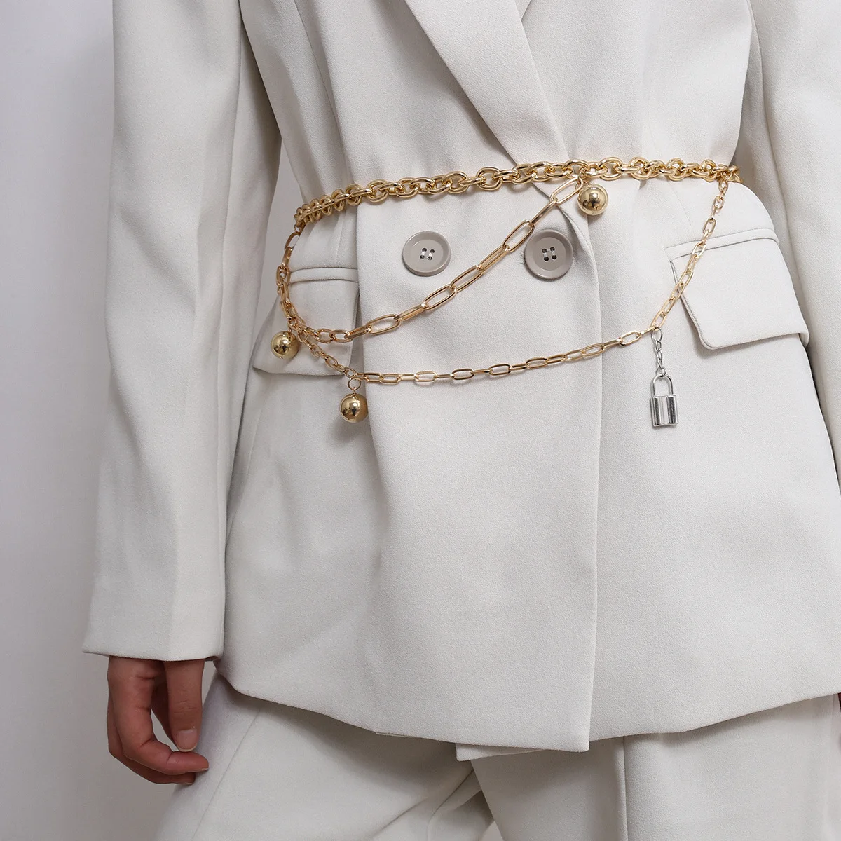 Simple multi-layer chain mixed color waist decoration female leisure ball lock pendant waist chain
Simple multi-layer chain mixed color waist decoration female leisure ball lock pendant waist chain