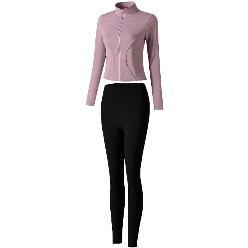 2021 Women high waist Zipper Long sleeve jacket leggings yoga set workout gym running sport suits for women, Customized colors
2021 Women high waist Zipper Long sleeve jacket leggings yoga set workout gym running sport suits for women, Customized colors