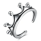 Simple Design Jewelry S925 Crown Open Adjustable Stackable Silver Plated 925 sterling silver Crown Ring
