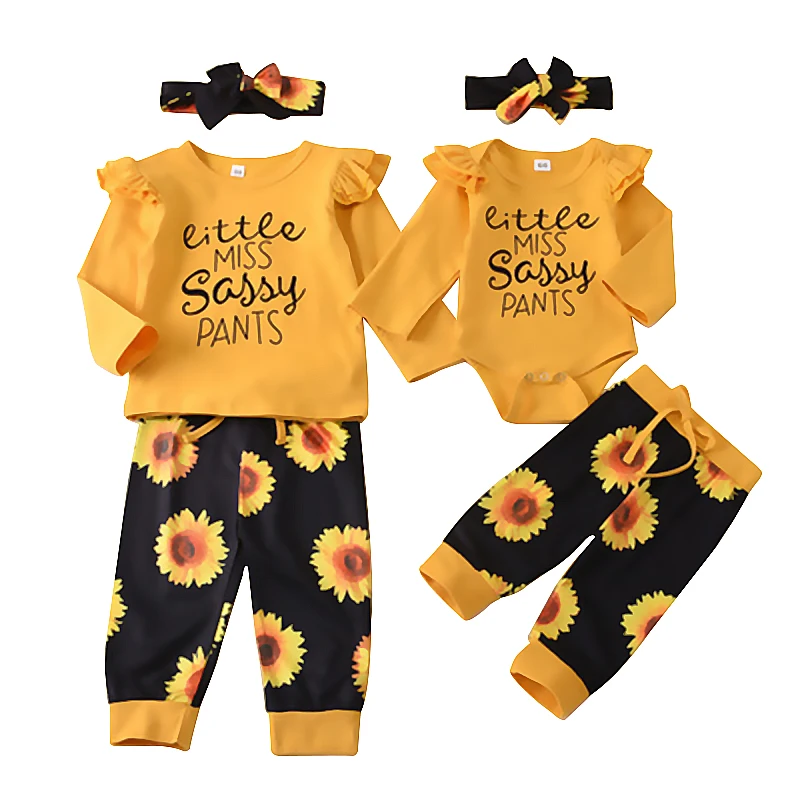 Wholesale girls applique shirts spring letter T-shirt and sunflower print pants children hairbows, Picture
Wholesale girls applique shirts spring letter T-shirt and sunflower print pants children hairbows, Picture
