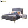 Luxury bedroom furniture designer bed Modern High back Headboard bed Leather Storage Double Soft Bed