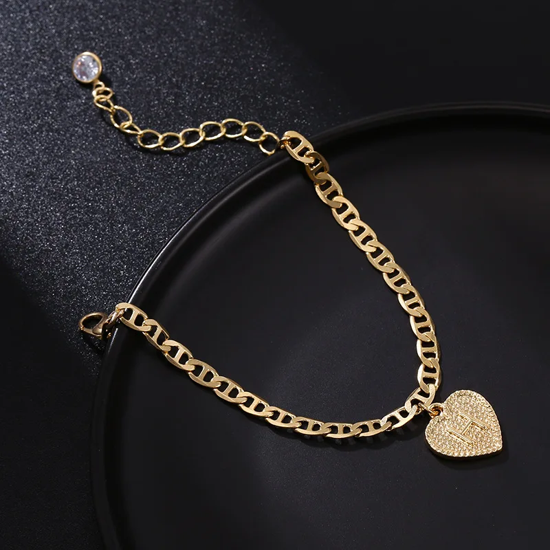 Gold Plated 26 Letter Heart Shape Charms Anklets Adjustable Crystal Heart Pendant Letter Foot Chain For Girls
Gold Plated 26 Letter Heart Shape Charms Anklets Adjustable Crystal Heart Pendant Letter Foot Chain For Girls