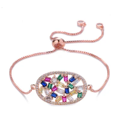 New Design Female Jewelry Adjustable Colorful Crystal Oval Bangles Shiny CZ Oval Link Chain Bracelets for Gifts
New Design Female Jewelry Adjustable Colorful Crystal Oval Bangles Shiny CZ Oval Link Chain Bracelets for Gifts