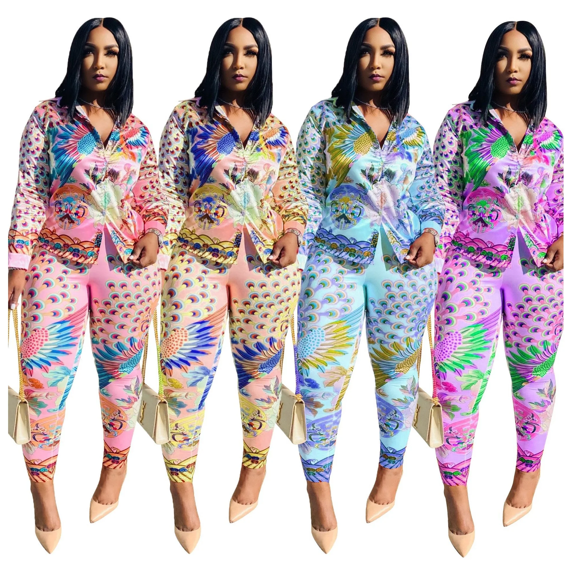 Peacock Printed Women Clothing 2022 Fashion Long Sleeve Shirt 2 Piece Fall Sets Designer Shirts, Picture
Peacock Printed Women Clothing 2022 Fashion Long Sleeve Shirt 2 Piece Fall Sets Designer Shirts, Picture