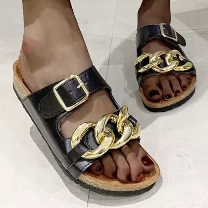 Fashion Chain-link Sandals for Ladies PU Leather Slipper Women with Chain Summer Flat Slide Slippers for Women Sandal Shoes
Fashion Chain-link Sandals for Ladies PU Leather Slipper Women with Chain Summer Flat Slide Slippers for Women Sandal Shoes