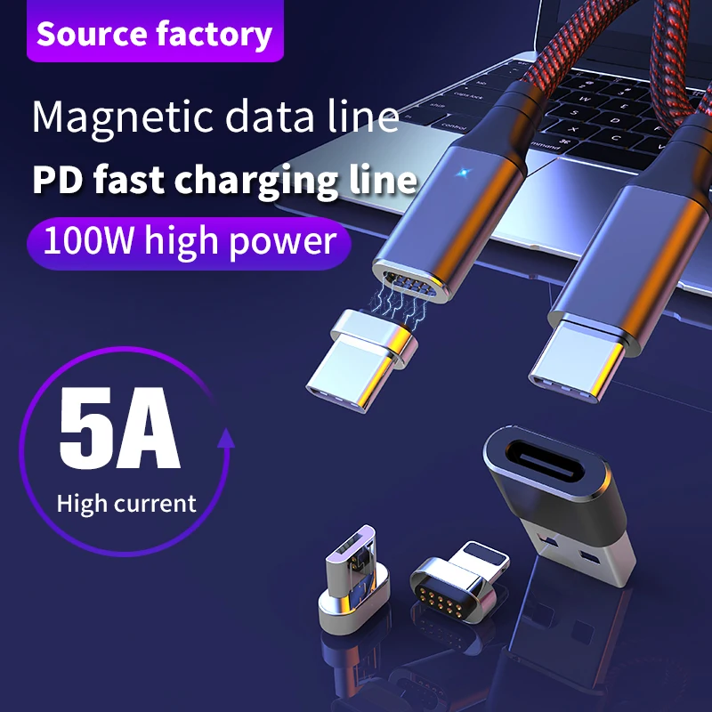 5A 100W Super Fast Charging Cable for MacBook Pro Type C to USB Data Sync PD magnetic charging cable for iPhone
5A 100W Super Fast Charging Cable for MacBook Pro Type C to USB Data Sync PD magnetic charging cable for iPhone