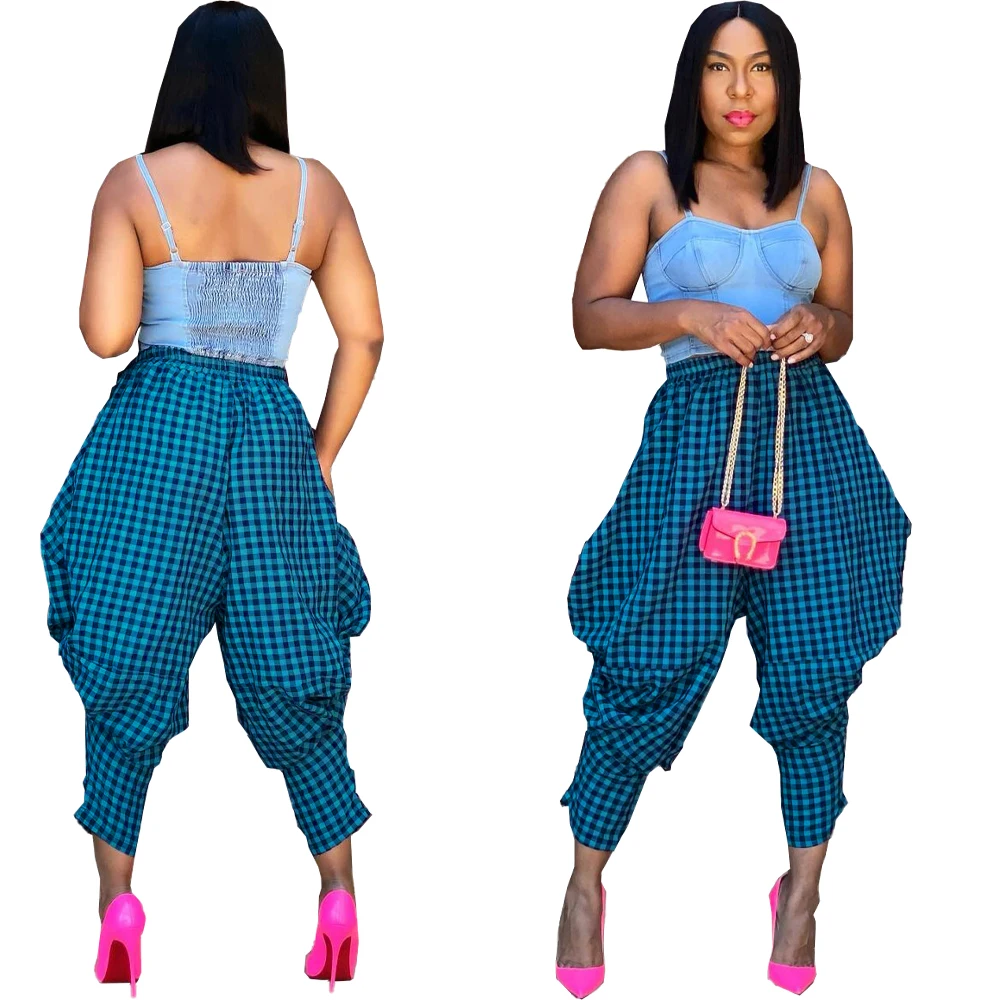 2021 New Arrival High Waist Plaid Print Women Plaid Loose Wide-leg Casual Harem Pants, Blue
2021 New Arrival High Waist Plaid Print Women Plaid Loose Wide-leg Casual Harem Pants, Blue