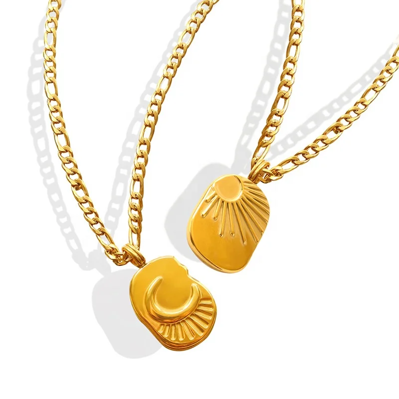 Latest Women Jewelry Gold Plated Rectangle Stainless Steel Sunburst Sun Moon Pendant Necklace
Latest Women Jewelry Gold Plated Rectangle Stainless Steel Sunburst Sun Moon Pendant Necklace