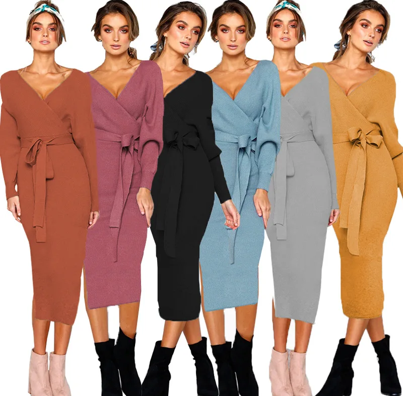 spring Women's Clothing factory wholesale women knitted long skirt long sleeve vintage lace up sexy ladies sweater dresses
spring Women's Clothing factory wholesale women knitted long skirt long sleeve vintage lace up sexy ladies sweater dresses