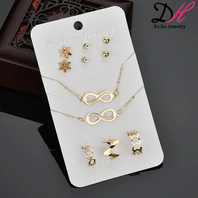 European and American punk style gold-plated ECG necklace rhinestone earrings ring bracelet set ornament, Gold, silver
European and American punk style gold-plated ECG necklace rhinestone earrings ring bracelet set ornament, Gold, silver
