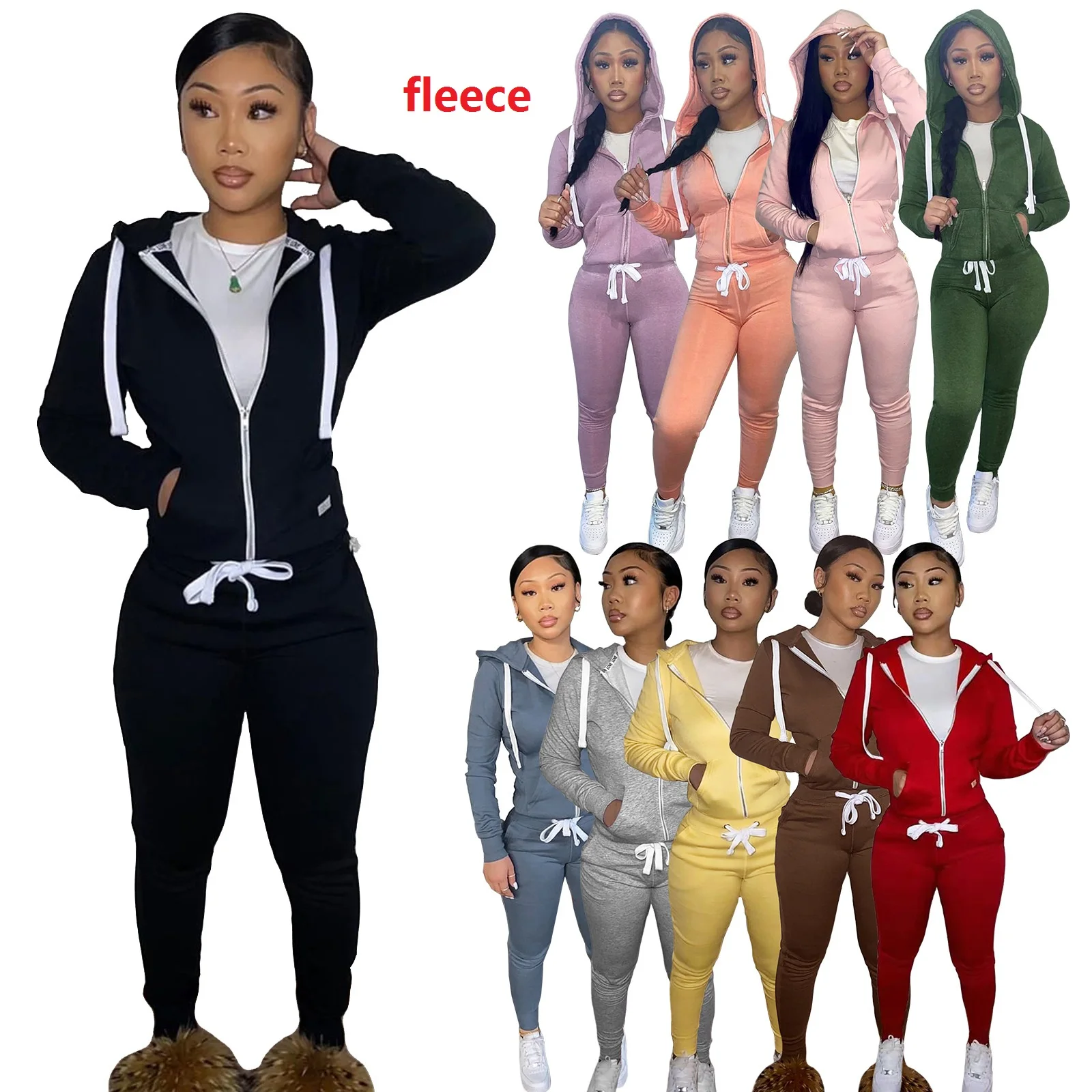 custom womens winter clothing 2021 zipper hoodie set cotton blended thick fleece Sweatsuit woman tracksuit two piece jogger Set
custom womens winter clothing 2021 zipper hoodie set cotton blended thick fleece Sweatsuit woman tracksuit two piece jogger Set