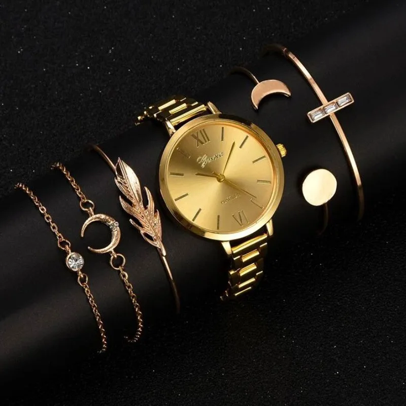 Valentine's Day Creative Ideas Fashion All-match Casual Steel Band Quartz Watch Bracelet Birthday Gift Set 6pcs/set, Picture
Valentine's Day Creative Ideas Fashion All-match Casual Steel Band Quartz Watch Bracelet Birthday Gift Set 6pcs/set, Picture
