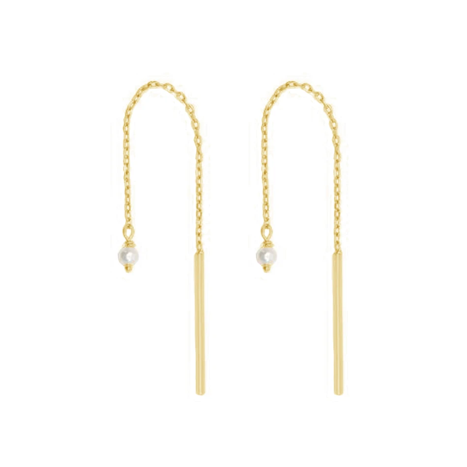 925 Sterling Silver 18k Gold Plated Chain Bar Pearl Dangling Tassel Stud Drop earrings
925 Sterling Silver 18k Gold Plated Chain Bar Pearl Dangling Tassel Stud Drop earrings