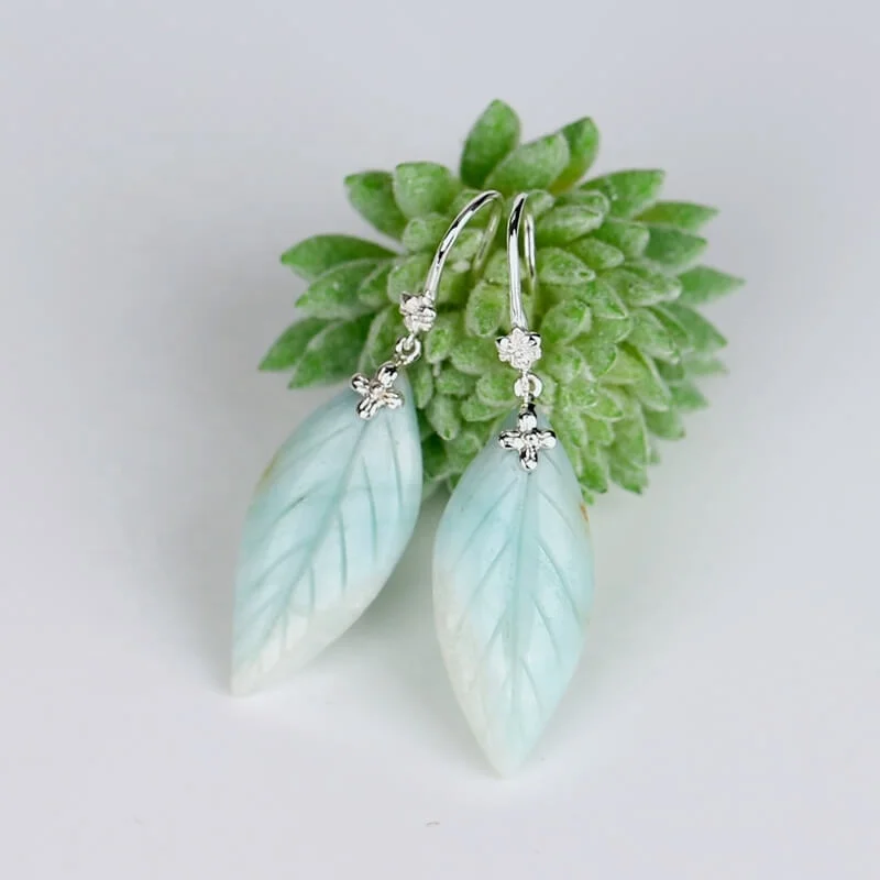 New Design Hot Sale Amazonite Carved leaf Earrings, 925 Sterling Silver Findings, 32x13x4mm, 5.8g
New Design Hot Sale Amazonite Carved leaf Earrings, 925 Sterling Silver Findings, 32x13x4mm, 5.8g