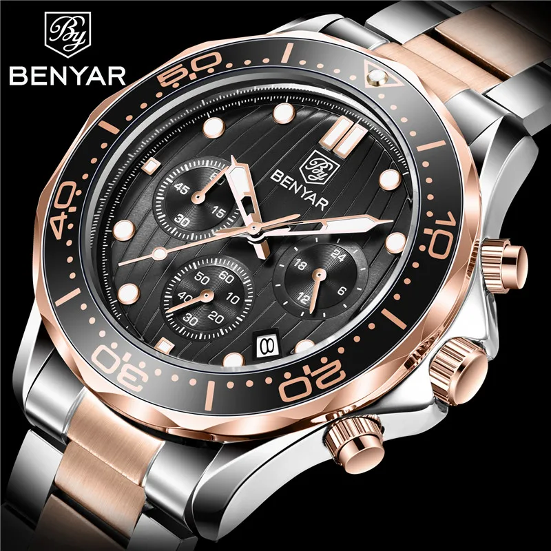 BENYAR BY-5164 Brand Quartz Men Watches Luxury Vintage Men Business Watch Sport Military Waterproof Wristwatch relogio masculino, Shown
BENYAR BY-5164 Brand Quartz Men Watches Luxury Vintage Men Business Watch Sport Military Waterproof Wristwatch relogio masculino, Shown