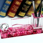 MH-MP0032 Custom Made Unique gifts Crystal Desk Set crystal clock and cube business card holder and pen gift set