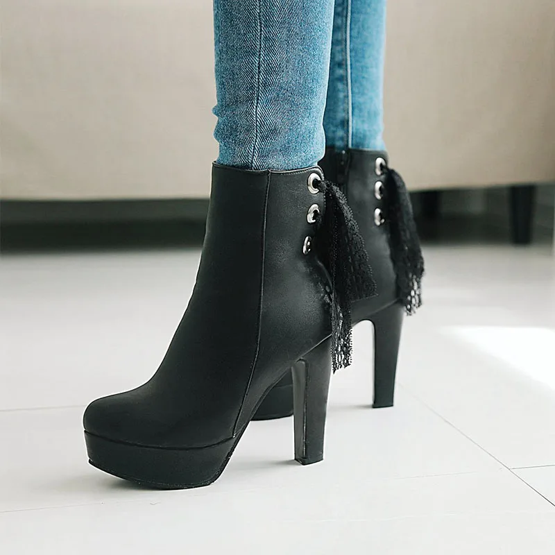 Hot Sale Ankle Boots Autumn Winter Women Round Toe Lace Up High Heel Boots Pink Black White
Hot Sale Ankle Boots Autumn Winter Women Round Toe Lace Up High Heel Boots Pink Black White
