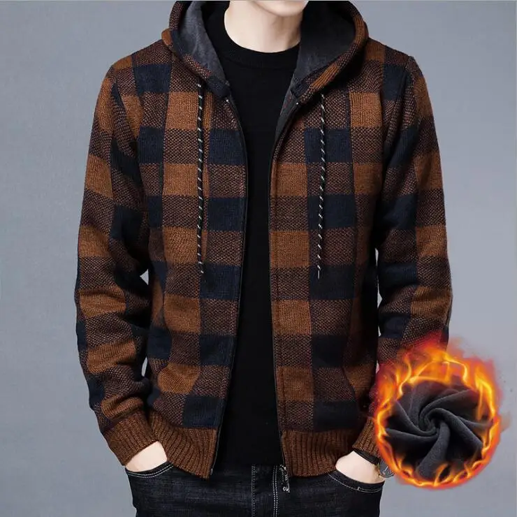 Hooded cardigan men's sweater loose Plush thickened zipper hooded men's sweater winter casual coat
Hooded cardigan men's sweater loose Plush thickened zipper hooded men's sweater winter casual coat