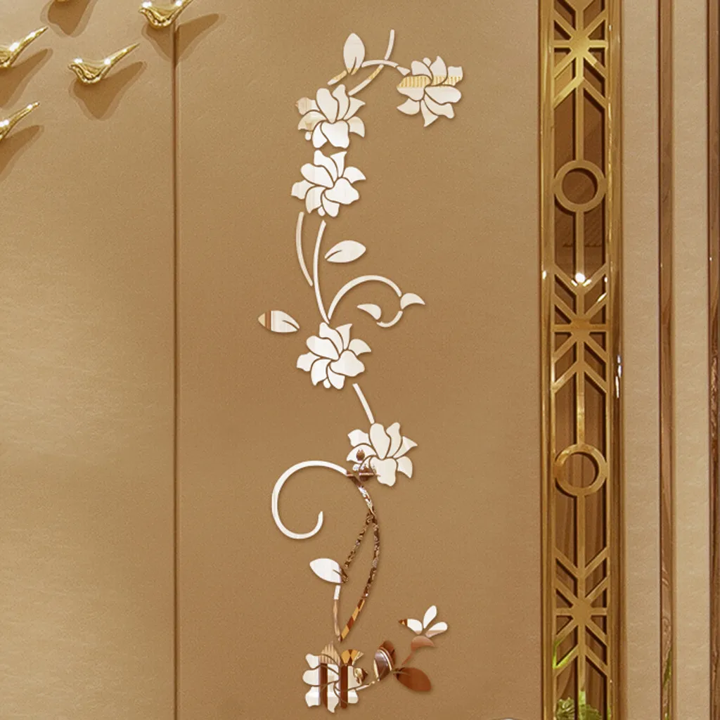 Hot Selling Flowers Vine 3D Acrylic Mirror Wall Sticker Elegant Mirror Setting Art Wall Sticker Decoration for Home Living Room, Silver
Hot Selling Flowers Vine 3D Acrylic Mirror Wall Sticker Elegant Mirror Setting Art Wall Sticker Decoration for Home Living Room, Silver