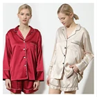 Fung 6002 Sexy Two-piece Set Sleeping Ladies Evening Dress Women Sets Plus Size Silk Pajamas Home Pajama