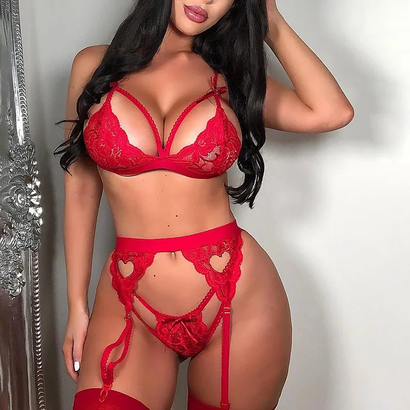 New Hot Transparent Women Sexy Lace Nude 3pcs Lingerie Set Underwear With Bow, Black red blue
New Hot Transparent Women Sexy Lace Nude 3pcs Lingerie Set Underwear With Bow, Black red blue