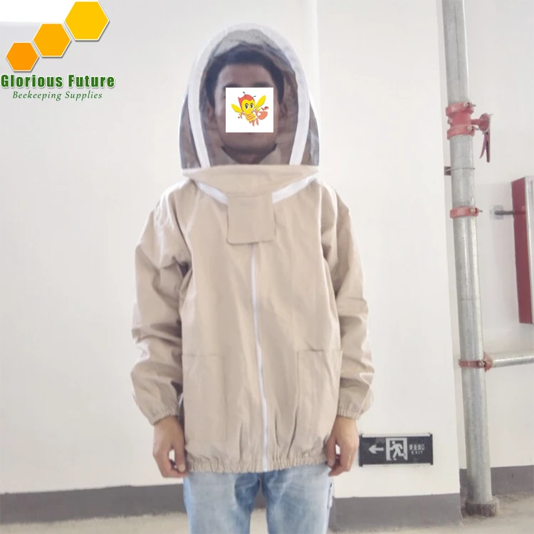 Profesional abeja mantener traje de algodón traje de la mitad del cuerpo de la apicultura Chaqueta de traje con velo Hood